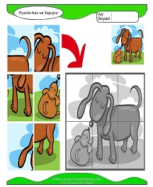 Puzzle Kes Yapıştır Çalışma Sayfaları
